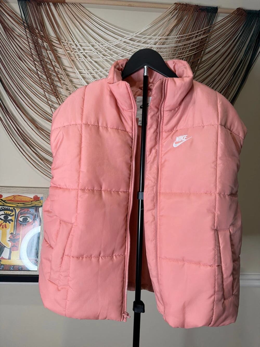 Nike puffer vest pink XS EUC